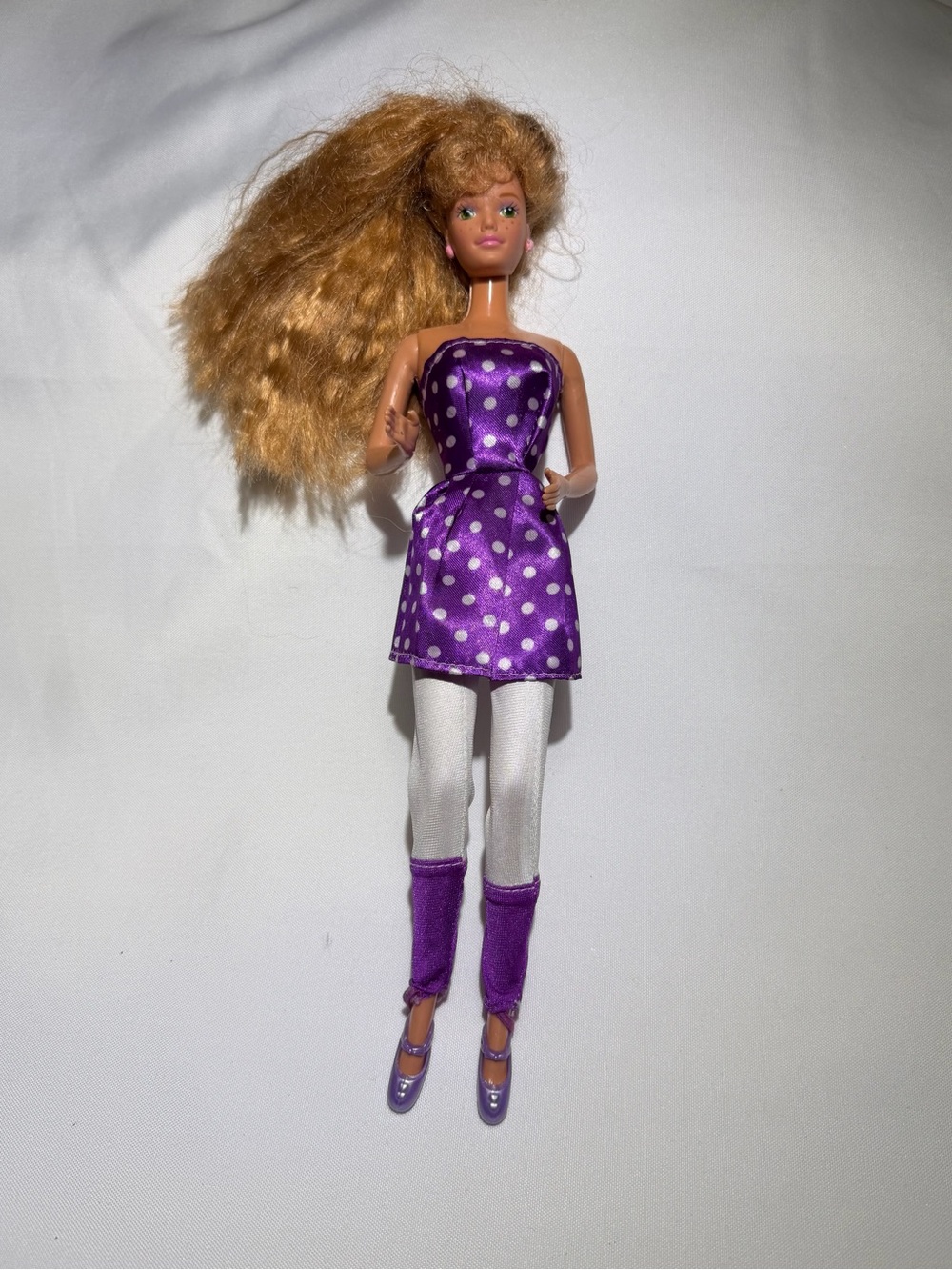 Mattel Purple Polka Dot Dress Doll with White Leggings